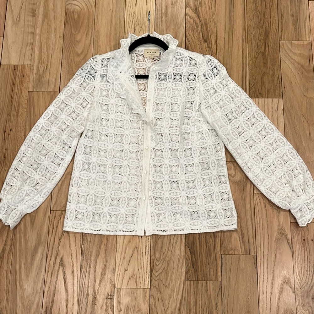 Still online and regular price - Sezane Chlo Shirt/blouse “lace” button down.